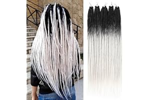 Leeven 20 Strands Synthetic Dreadlock Extensions 24 Inch Black to White Single Ended Synthetic Crochet Dread Extensions Handmade Soft Loc Extensions Reggae Style Hair for Women Men