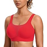 SYROKAN High Impact Sports Bras for Women High Support Front Mesh Panel Running Padded Wireless Bra