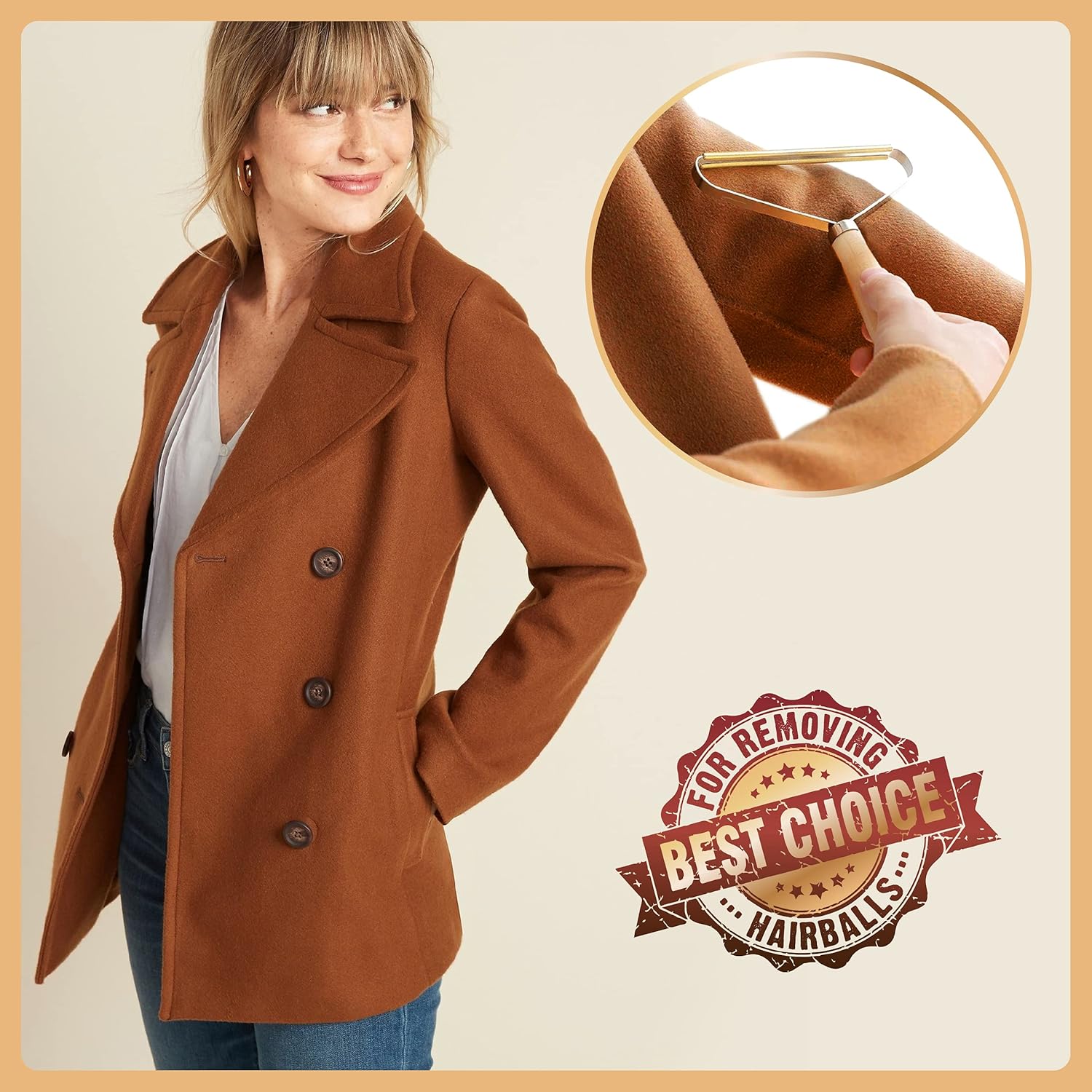 Portable Lint Remover Clothes Fuzz Shaver Reusable Double Sided Lint Remover (1): Kitchen & Dining