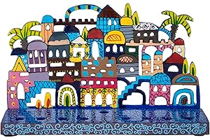 Jerusalem Laser Cut Metal Hanukkah Menorah by Yair Emanuel