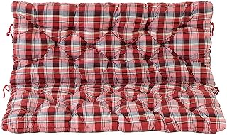 Ambientehome 2er Bank Sitzkissen und Rückenkissen Hanko, kariert rot, ca 120 x 98 x 8 cm, Bankauflage, Polsterauflage