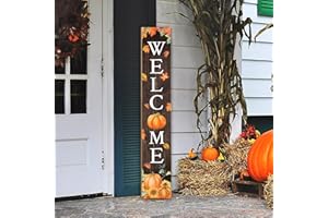 SEIMIP Fall Welcome Sign For Front Porch Fall Porch Sign Maple Leaf Pumpkin Sunflower Thanksgiving Decor Indoor Outdoor Autumn Wooden Vertical Sign For Patio Front Door Porch Wall Yard