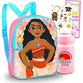Disney Moana Mini Backpack for Kids - Bundle with 11” Canvas Moana Backpack with Water Bottle, Stickers, More | Moana Backpack Purse Set for Girls, Boys