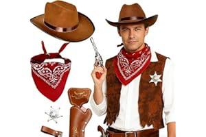 LaVenty Cowboy Hat Cowboy Costume Farm Dress Up Clothes Western Cowboy Costume Bandanna Accessories