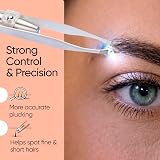 Sensica Eyebrow Tweezers with Light LED Slant Tips Long Arms 3 Batteries view 4