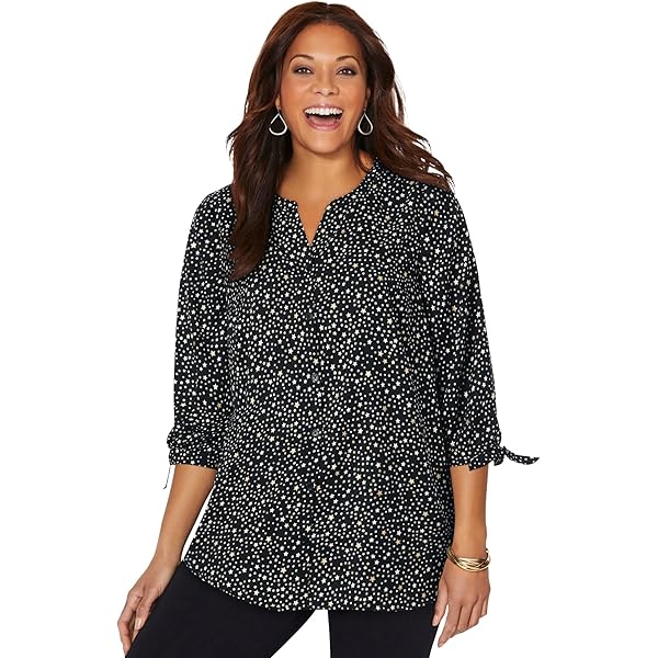 Catherines Women's Plus Size Georgette Button Down Tie