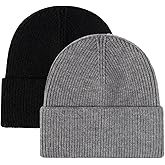Mommy Jennie 2 Pack Men's Unisex Winter Beanie Hat Rib Knit Cuffed Women Cap