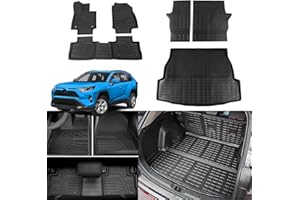 Dattumar Floor Mats Compatible with 2019-2024 Toyota Rav4 Cargo Liner Trunk Mat TPE All Weather Back Seat Cover Protector 2023 Rav4 Accessories (Trunk Mat+Backrest Mats+Floor Mats)