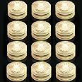 idyl light Submersible Led Lights, Small Underwater Tea Lights, Battery Operated Waterproof Flameless Warm White Pool Light for Vases,Wedding Centerpieces,Pond,Fountain,Fish Tanks,12 Pack