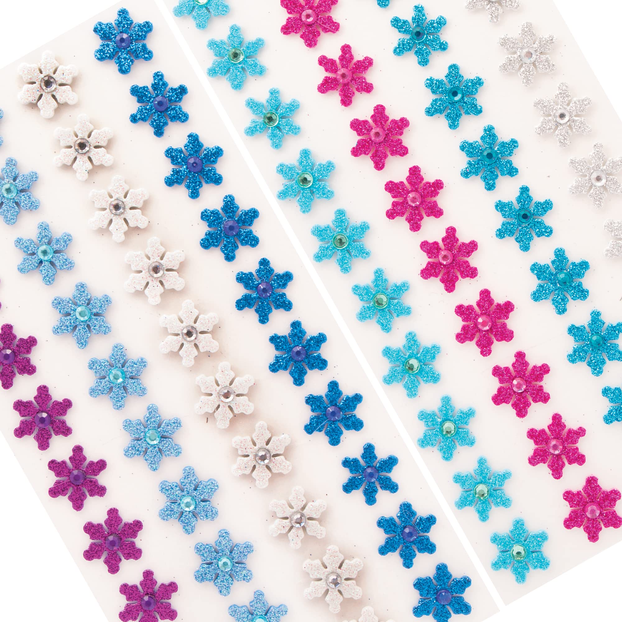 Baker Ross FE878 Snowflake Gem Foam Stickers-Pack of 80, Assorted