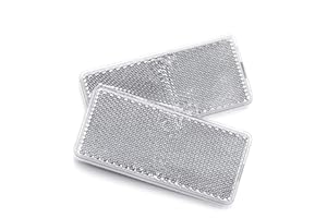 MFC PRO 2Pcs Plastic Rectangular Stick-on Reflector Sticker (White, 94 * 44mm)