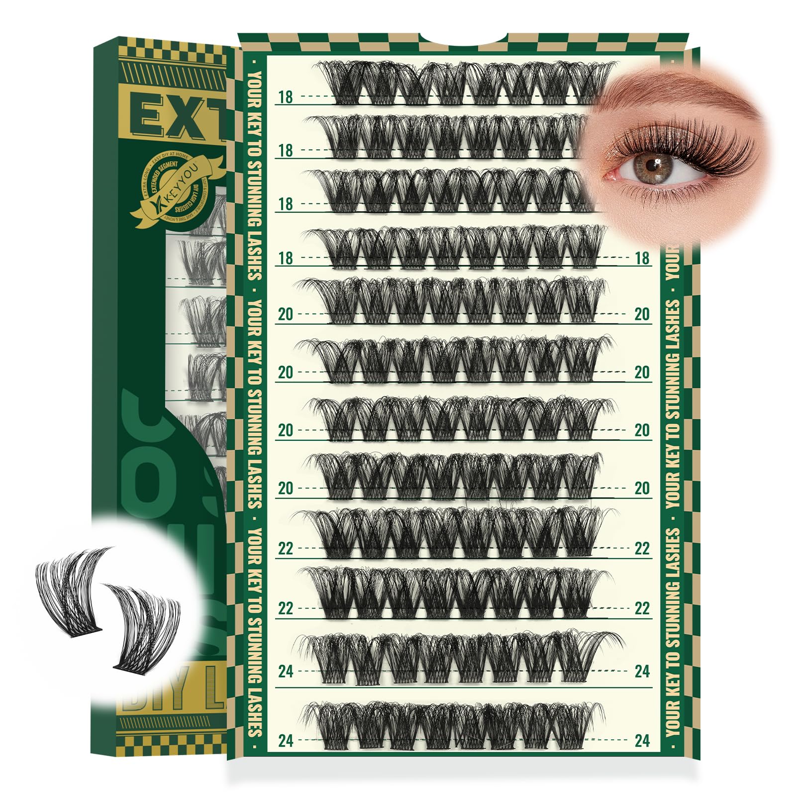 Photo 1 of Lash Clusters 96pcs Eyelash Clusters D Curl 18-24MIX Cluster Lashes KEYYOU Volume Wispy Lash Extension Soft&Comfortable Easy DIY at Home(Y01,D-18-24MIX)