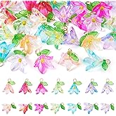 Pandahall Acrylic Flower Charms Floral Leaf Charms Transparent Lily Floral Dangle Charms Crystal Floral Earring Charms for DIY Jewelry Making