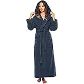 Arus Womens Soft Twist Hooded Full Length Turkish Cotton Long Bathrobe