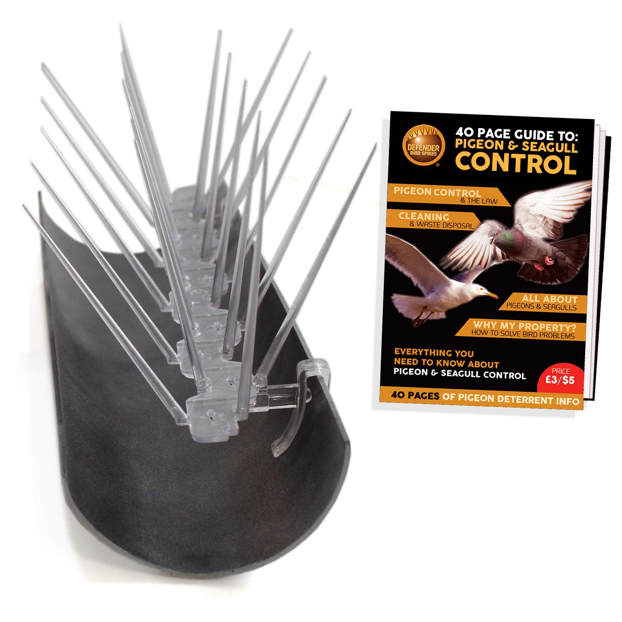 Defender Bird Spikes | Gutter Spike Pack | Stop Pigeons & Seagulls | 5 metre