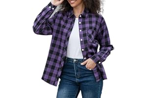 SANGTREE Womens and Girls Long Sleeve Flannel Shirt Casual Button Down Plaid Shirts, 3 Months - Adult 2XL