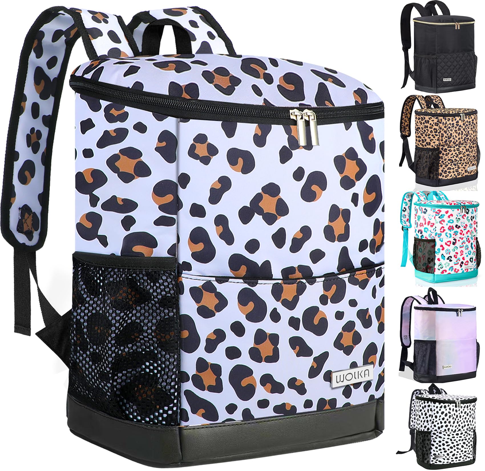 Photo 1 of Wolka Cooler Backpack 30 Cans,Portable Backpack Coolers Insulated Leak Proof,Waterproof Soft Sided Cooler Bag for Travel,Beach,Camping,Picnic,Lunch Backpack for Women (Snow Leopard)
