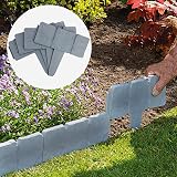 Pukkr 5M Grey Stone Effect Lawn Edging Pack of 20 Interlocking Cobblestone view 2