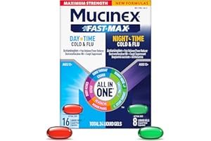 Mucinex Fast-Max Maximum Strength Day & Night Cold and Flu Medicine for Adults, Powerful Over-The-Counter Medication for Cold & Flu Symptoms, Fast Dissolving Liquid Gels, 24 Count