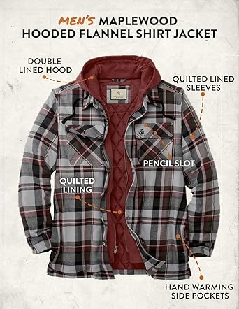 legendary whitetails men's maplewood hooded flannel shirt jacket