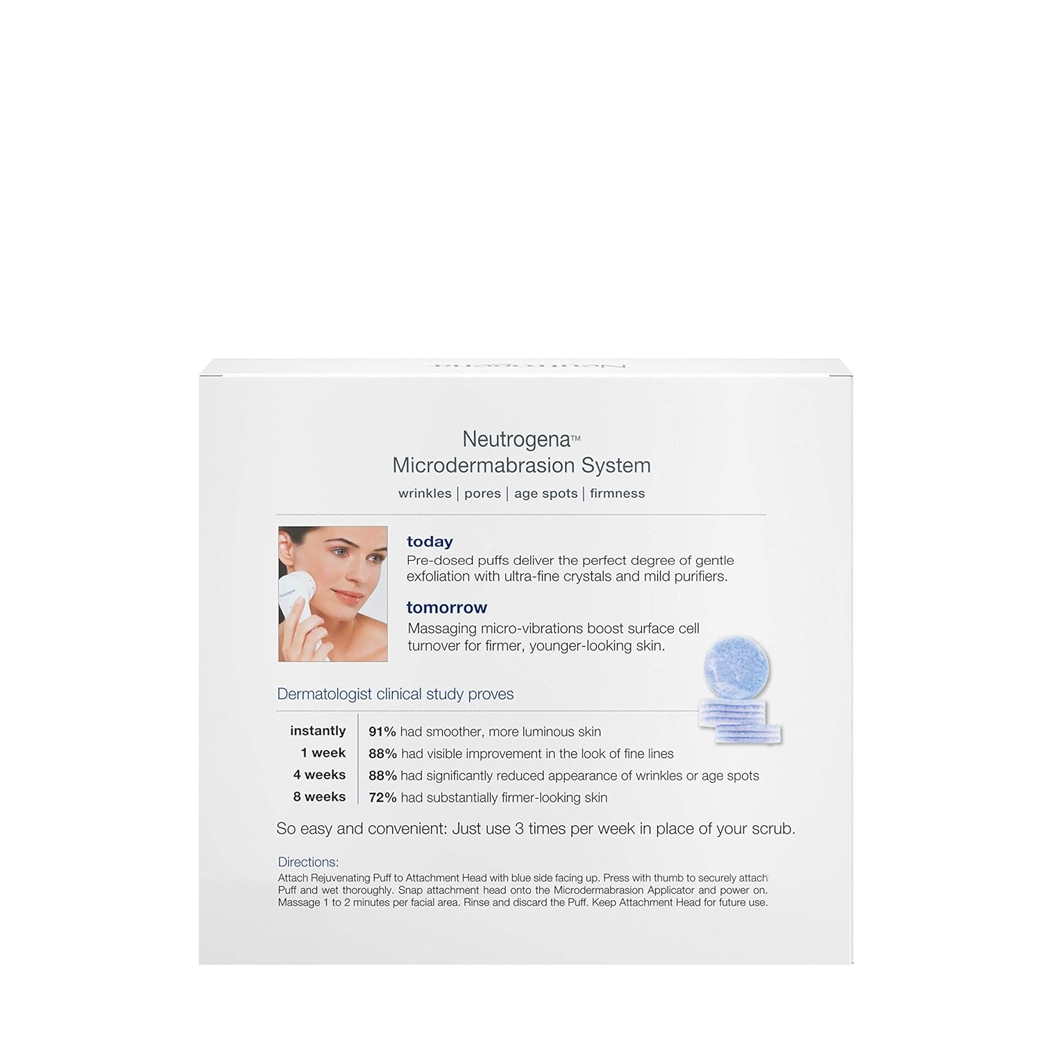 Neutrogena Microdermabrasion Starter Kit – At home microdermabrasion machine - Skin Exfoliator with Glycerin - Skin Firming, Pore Minimizer, Age Spot Remover- 1 month supply, 1 ct: Beauty