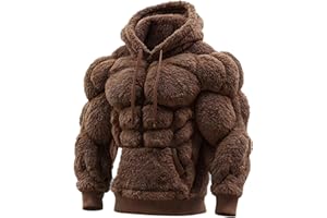 MNNSJDKO Mens Muscle Hoodie Sweatshirt Vintage Flannel 3D Print Street Style Muscle Line Art Warm Fuzzy Hooded Sweatshirts