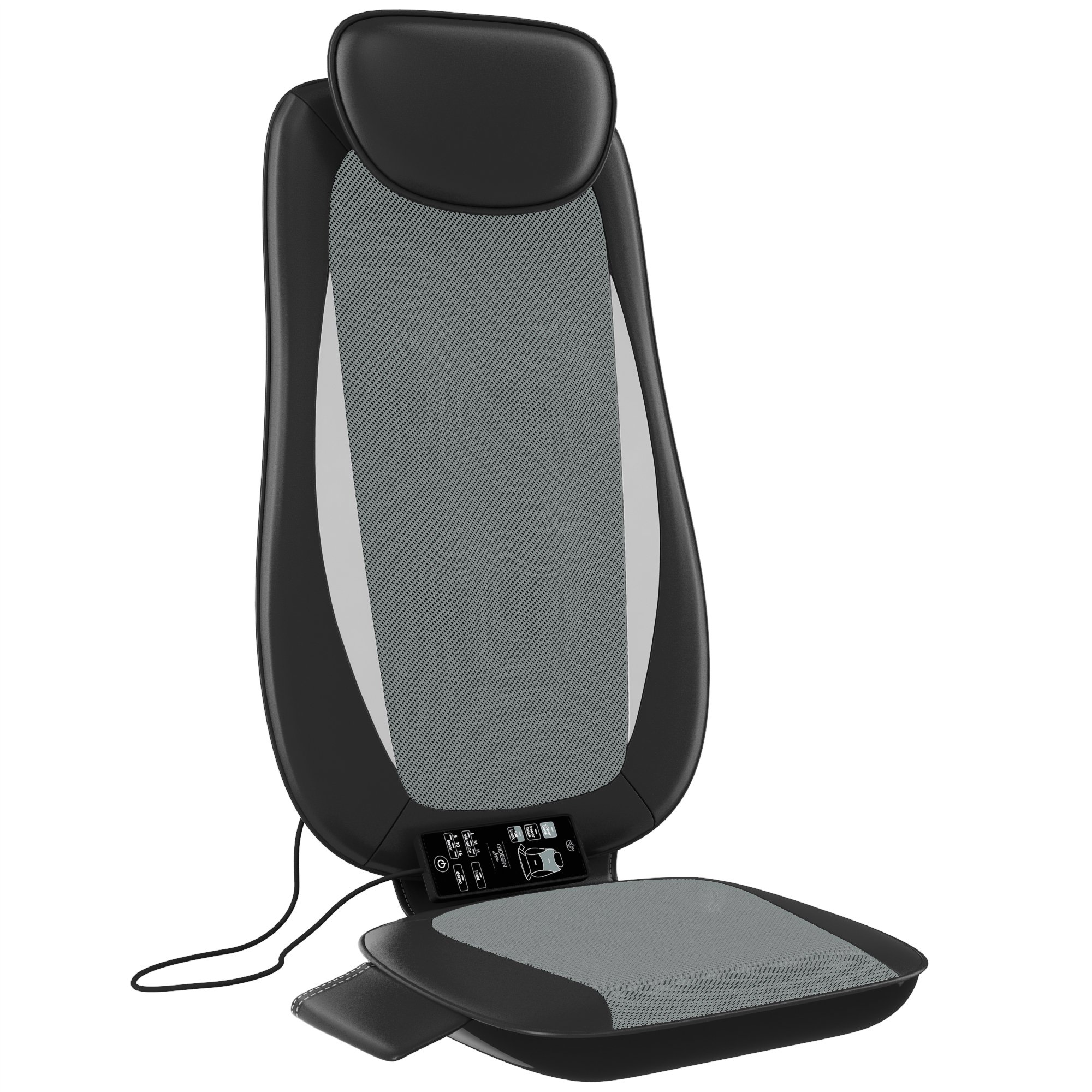 Gideon Six-Program Shiatsu Massager Customizable Massaging Cushion with Heat / Shiatsu 3D Deep Kneading, Percussion and Vibrating - Full Back, Upper back, Lower Back or Pinpoint Precise Massage Spot