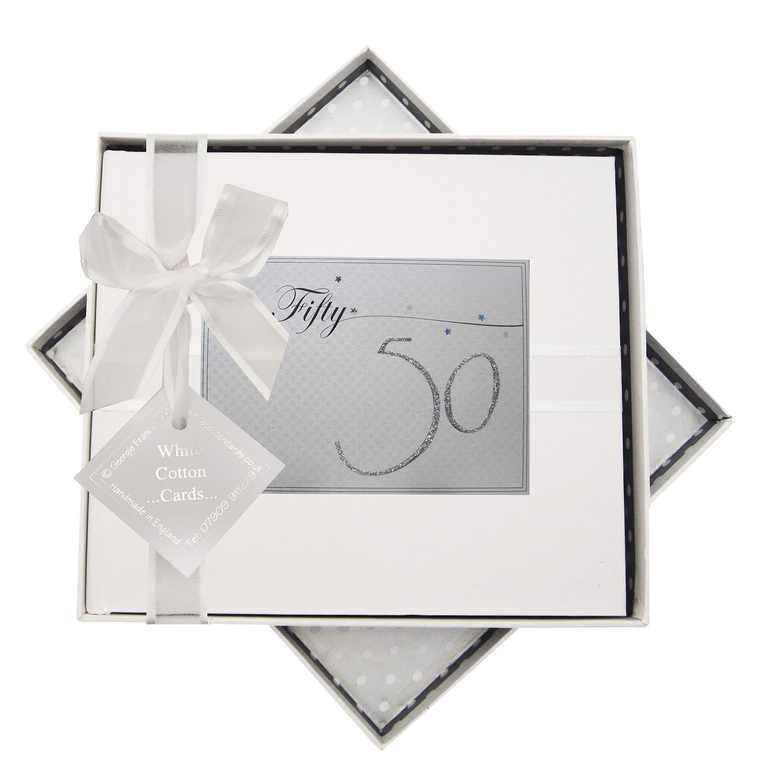 White Cotton Cards LLN50G Holographic Stars and Glitter "Fifty" Age 50 Birthday Guest Book