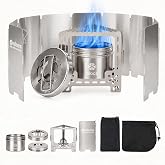 ALOCS 2250W Alcohol Stove Set with Foldable Windscreen &amp; Stand | Stainless Steel, 2-Level Flame, Backpacking Solo Stove for Outdoor, Hiking, Survival, Picnic,Home Emergency