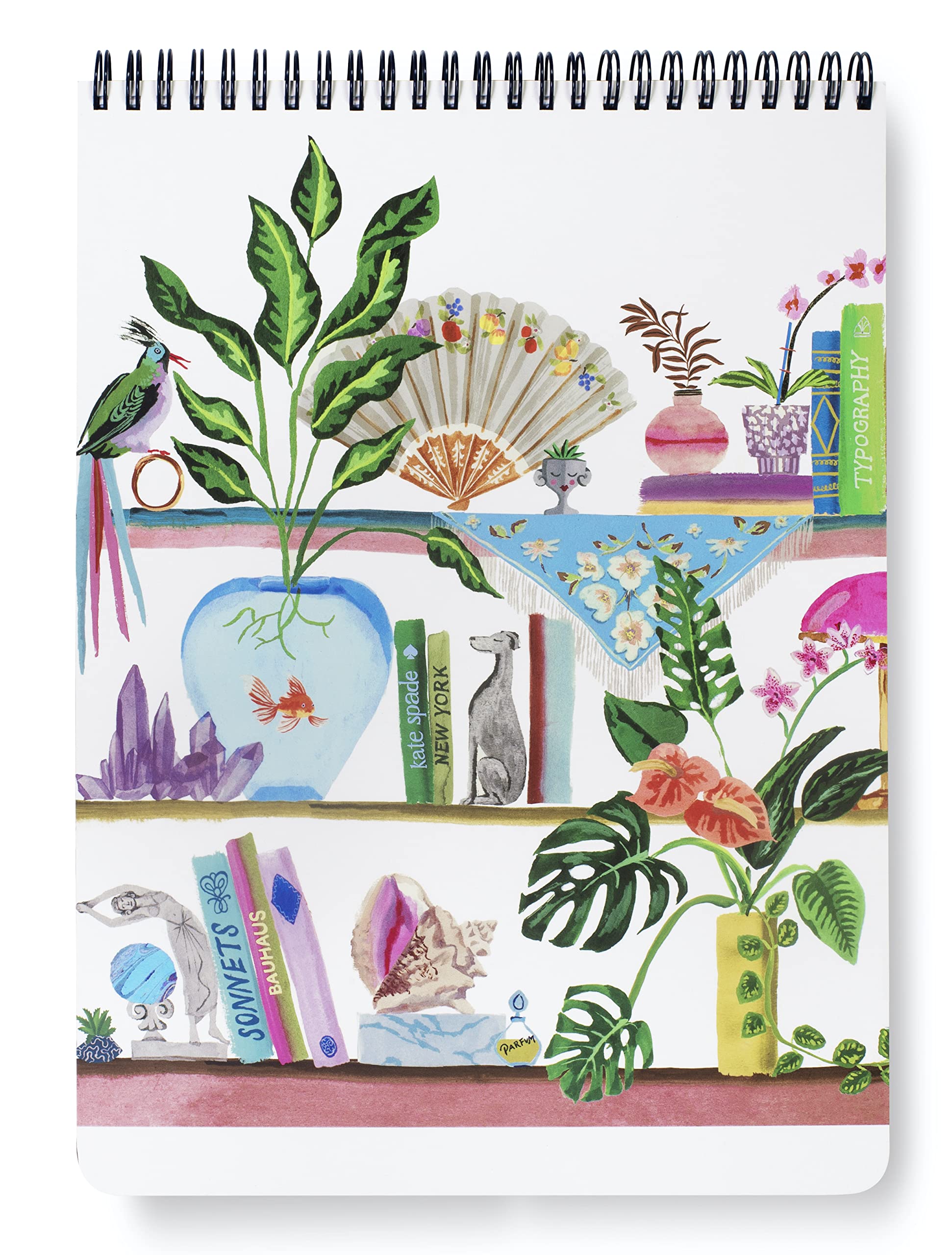 Kate Spade New York Large College Ruled Notebook, Top Spiral Notebook with 160 Pages, 11" x 8.5" Writing Pad, Bookshelf