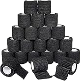 24 Rolls Self Adhesive Bandage Wrap, Vet Wrap 2 Inch, Dogs Bandages for Wounds Care Dressings, Elastic Self Stick Cohesive Bandage Wrap, Leg Wraps, Wrist Tape, Ankle, Sports, Tatto Grip Tape (Black)