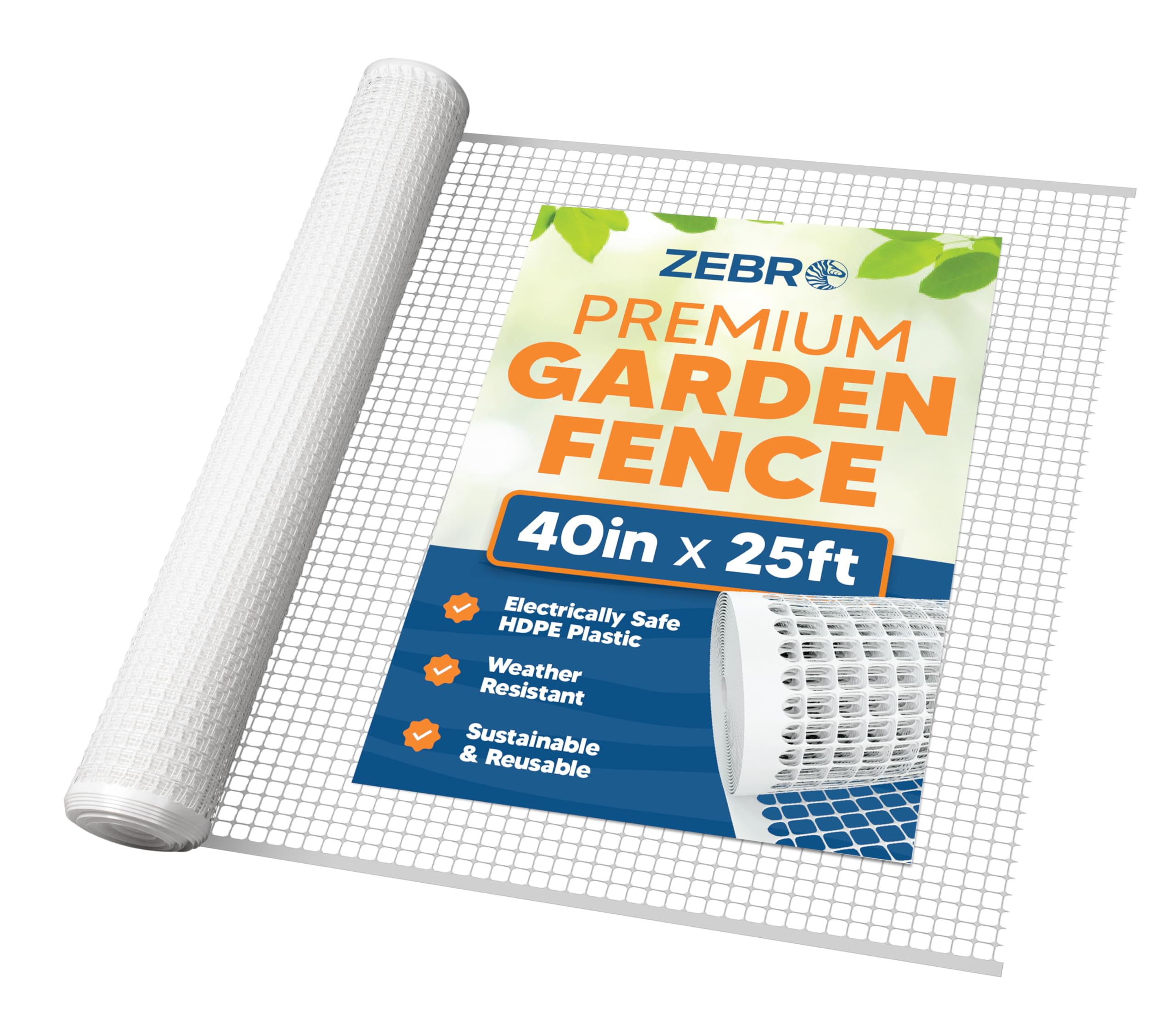 Photo 1 of 3/4" Square Mesh Plastic Fence Roll (40" x 25' - White) - Unobtrusive 40 Inch High Temporary Garden Fencing Netting to Protect Plants, Patio, Yards and Outdoor Spaces from Deer & Animals