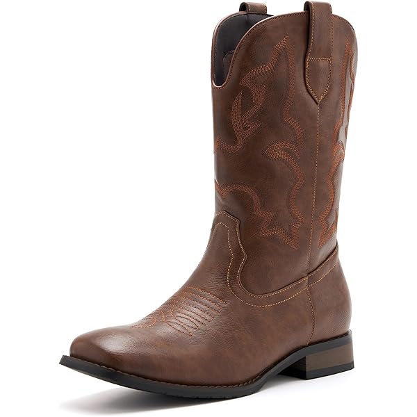 Amazon.com: femflame Cowboy Boots for Men Round Toe Embroidered