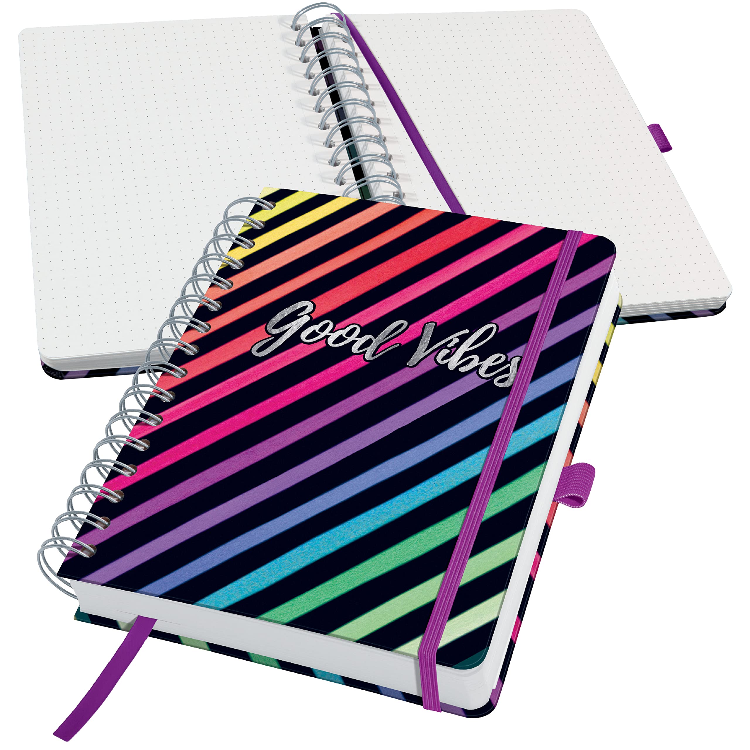 SIGEL JN651 Spiral notebook premium, A5, blank, hardover, rainbow pattern, Black - Jolie