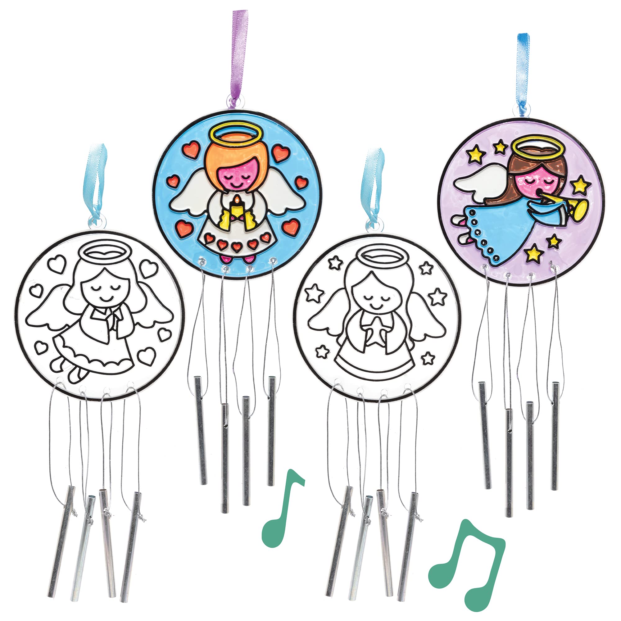 Baker Ross FE925 Angel Suncatcher Windchimes - Pack of 4, Suncatchers for Kids, Make Your Own Windchimes, Childrens Activity Pack to Decorate and Display