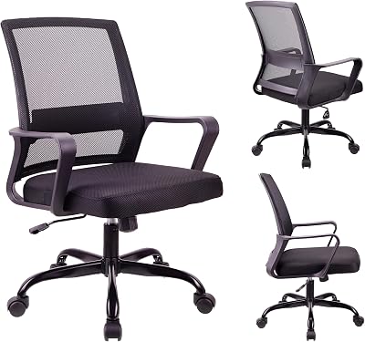 T-THREE Adjustable Ergonomic Office Chair Mesh Back Lumbar Support Black