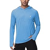 Roadbox Mens UPF 50+ Fishing Shirts, Long Sleeve UV Sun Hoodie, Hiking Running Swim Athletic Workout Shirt
