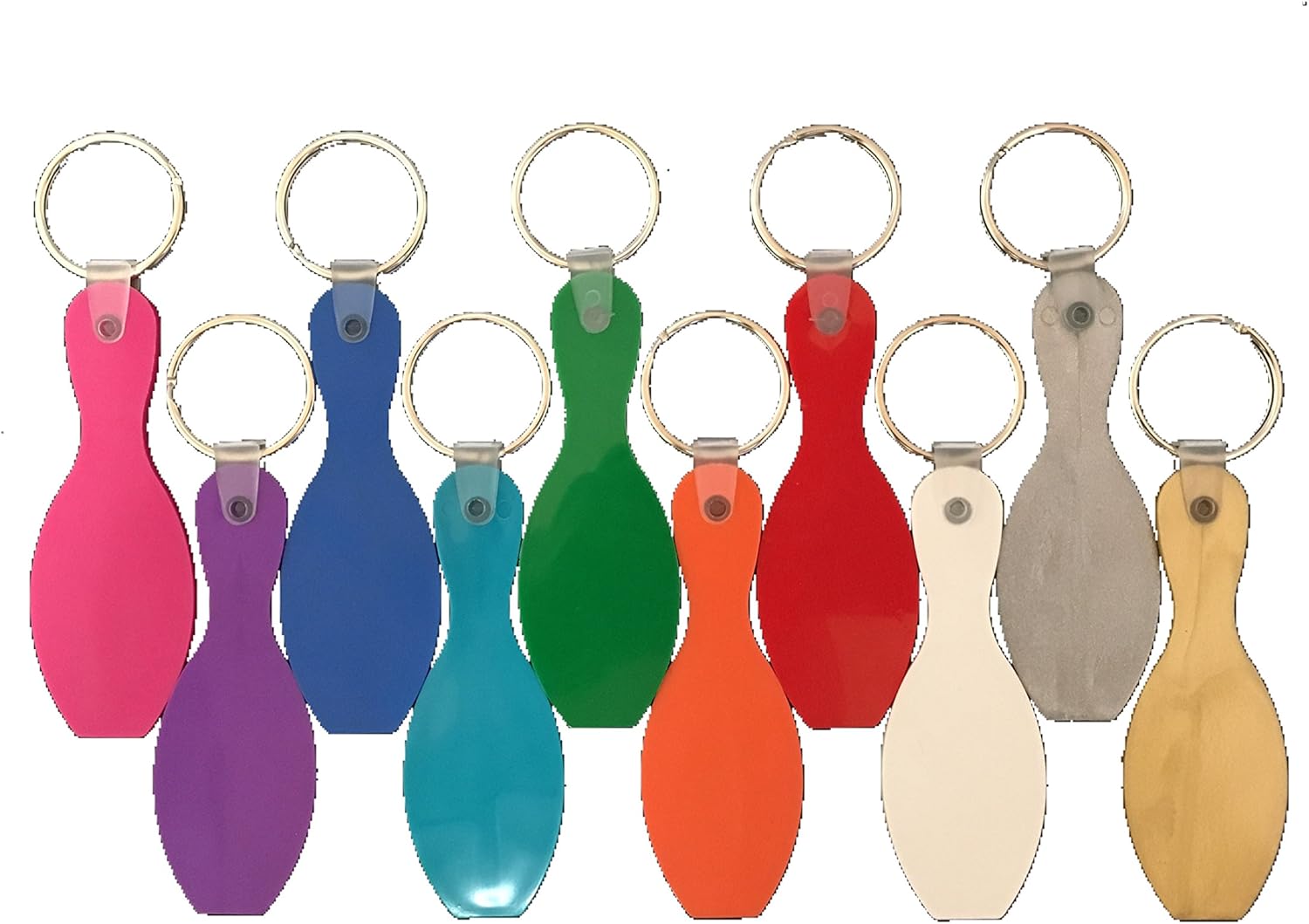 Bowling Pin Key Chains 10 Pack (Assorted Colors) Clothing