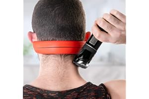NEKMATE Neckline Shaving Template and Hair Trimming Guide | Barber Style DIY Hands-Free Cut, Trim, and Shave Use for Straight Lines | Non-Slip, Skin Safe Silicone Red