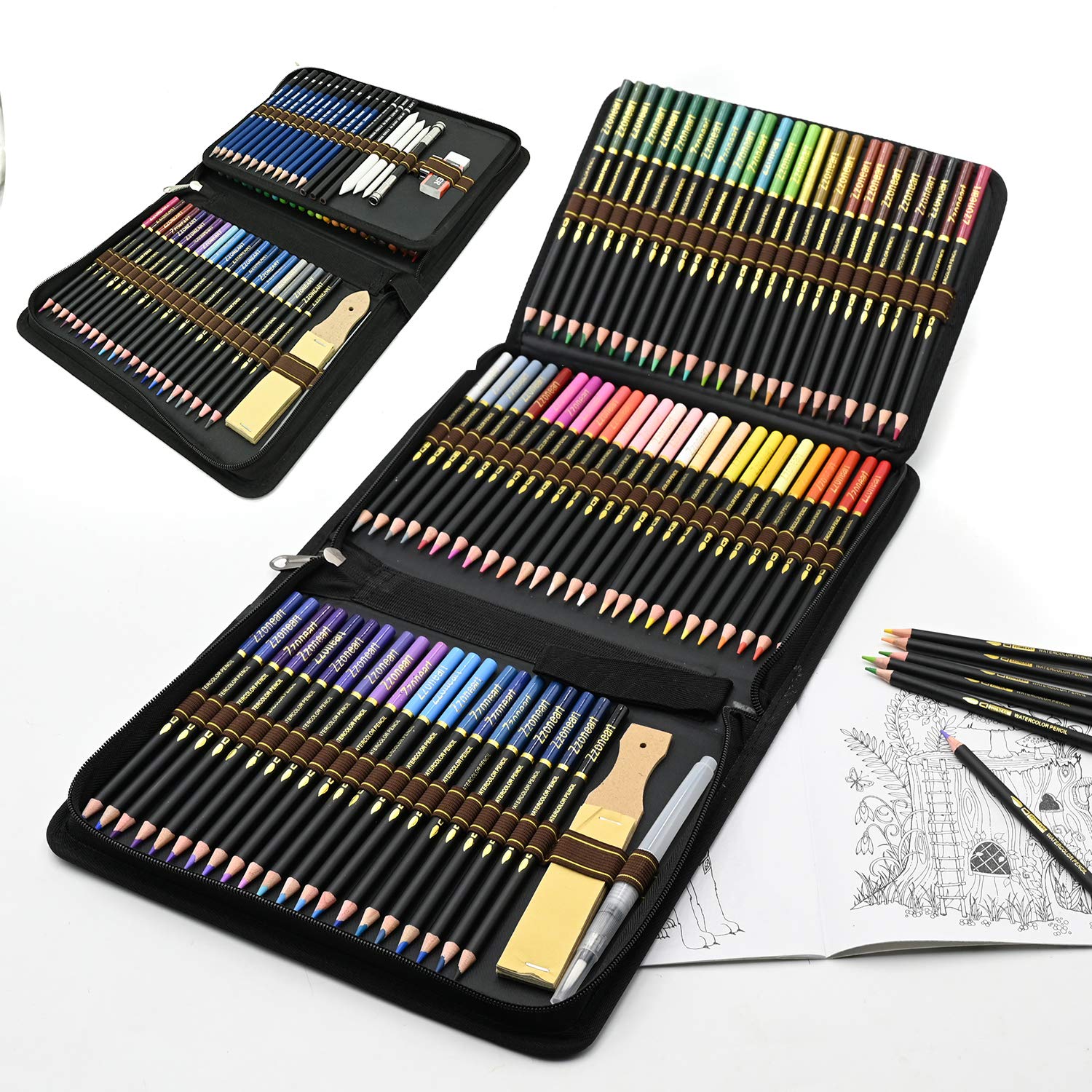 YYZB Watercolour Pencils, Sketching Pencils and Art Set, 96 Piece Coloured Drawing Set for Artists, Adult, Sketching, Colouring