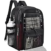 UEASE Mesh Backpack Heavy Duty for School, 35L Extra Large Mesh Bookbag for Adults, See Through Mesh Black School Bag with Laptop Pocket for Work Swimming Beach Fitness Sport