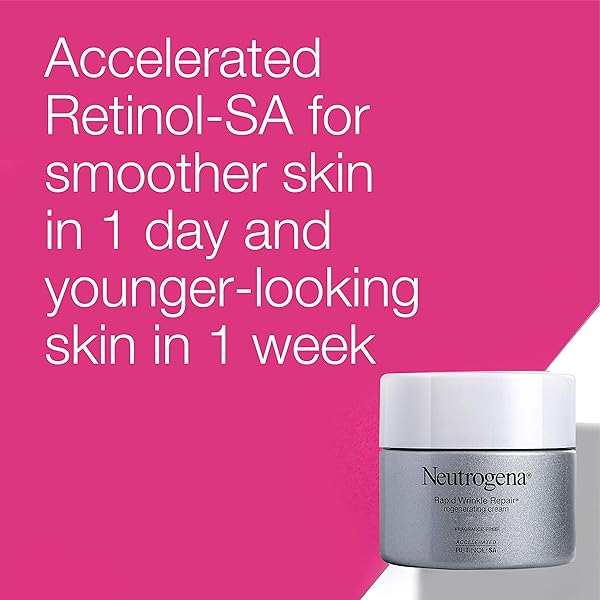 NEUTROGENA RAPID WRINKLE REPAIR, RETINOL FACE MOISTURIZER, DAILY ANTI-AGING NECK & FACE CREAM WITH HYALURONIC ACID, RETINOL CREAM, FRAGRANCE-FREE, FADES FINE LINES, WRINKLES AND DARK SPOTS, 1.7 OZ