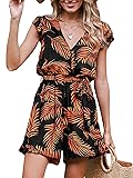 CUPSHE Women's Romper Tropical Flutter Sleeve Boho