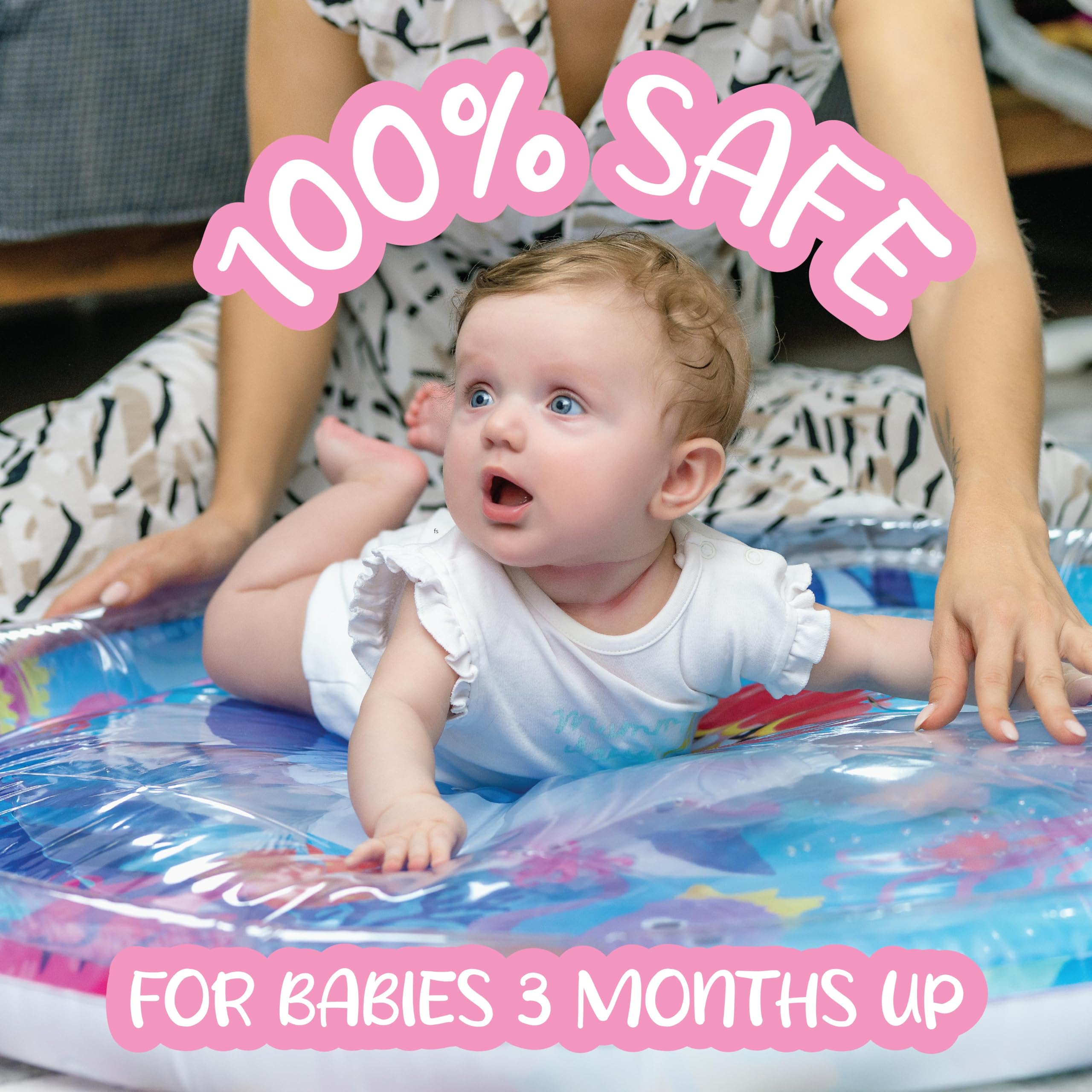 KooKooBaby Water Tummy Time Mat - Large Sensory Baby Water Mat for Tummy Time & Motor Development - Leak-Proof, Durable Play Mat for Babies 3 Months+ - Infant Water Play Mat for Baby Boys & Girls