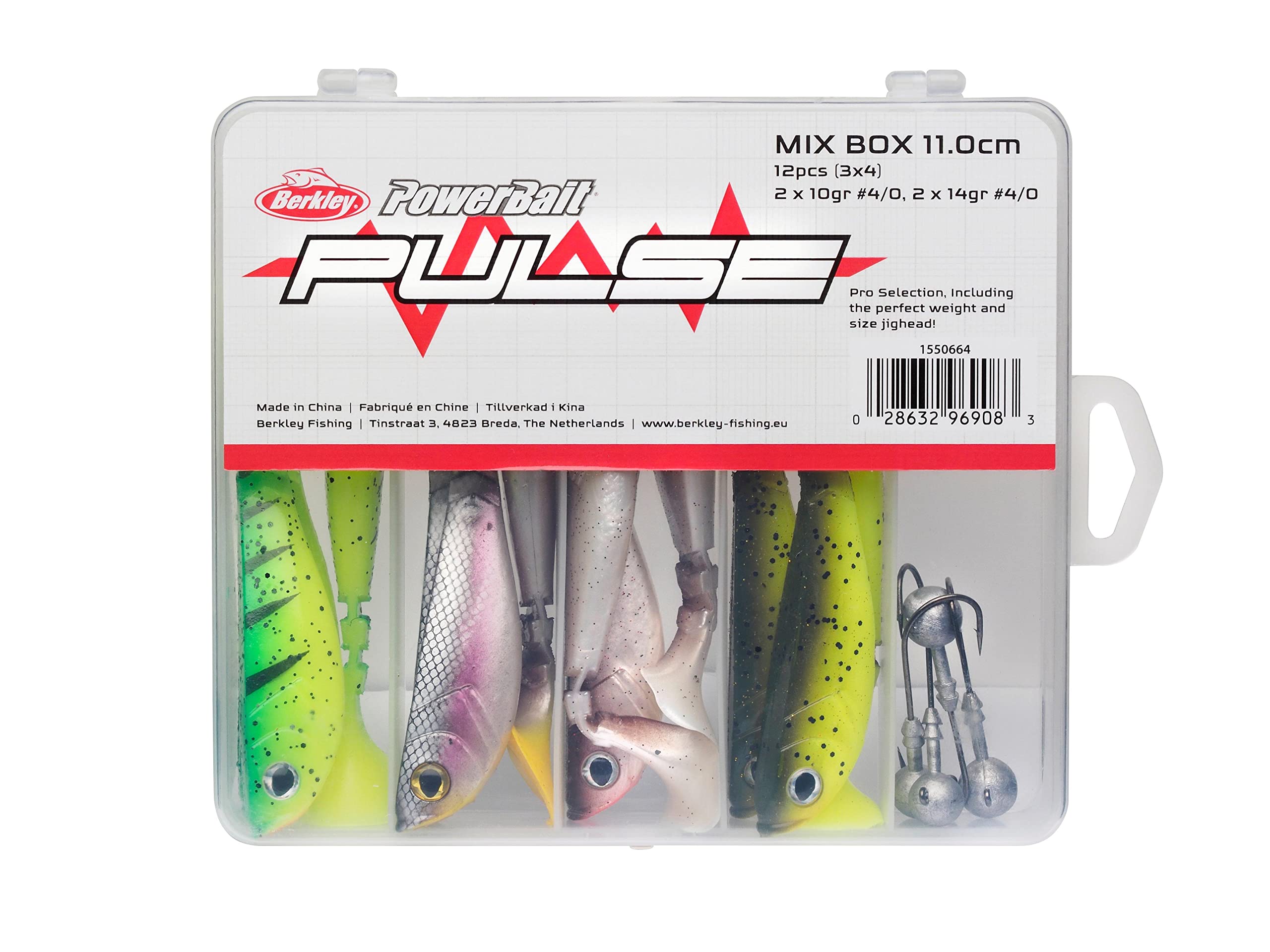 Berkley Pulse Shad MixBox with Jigheads, Fishing Hook, Soft Lures, PredatorFishing, Zander, Unisex, Assorted, Varied