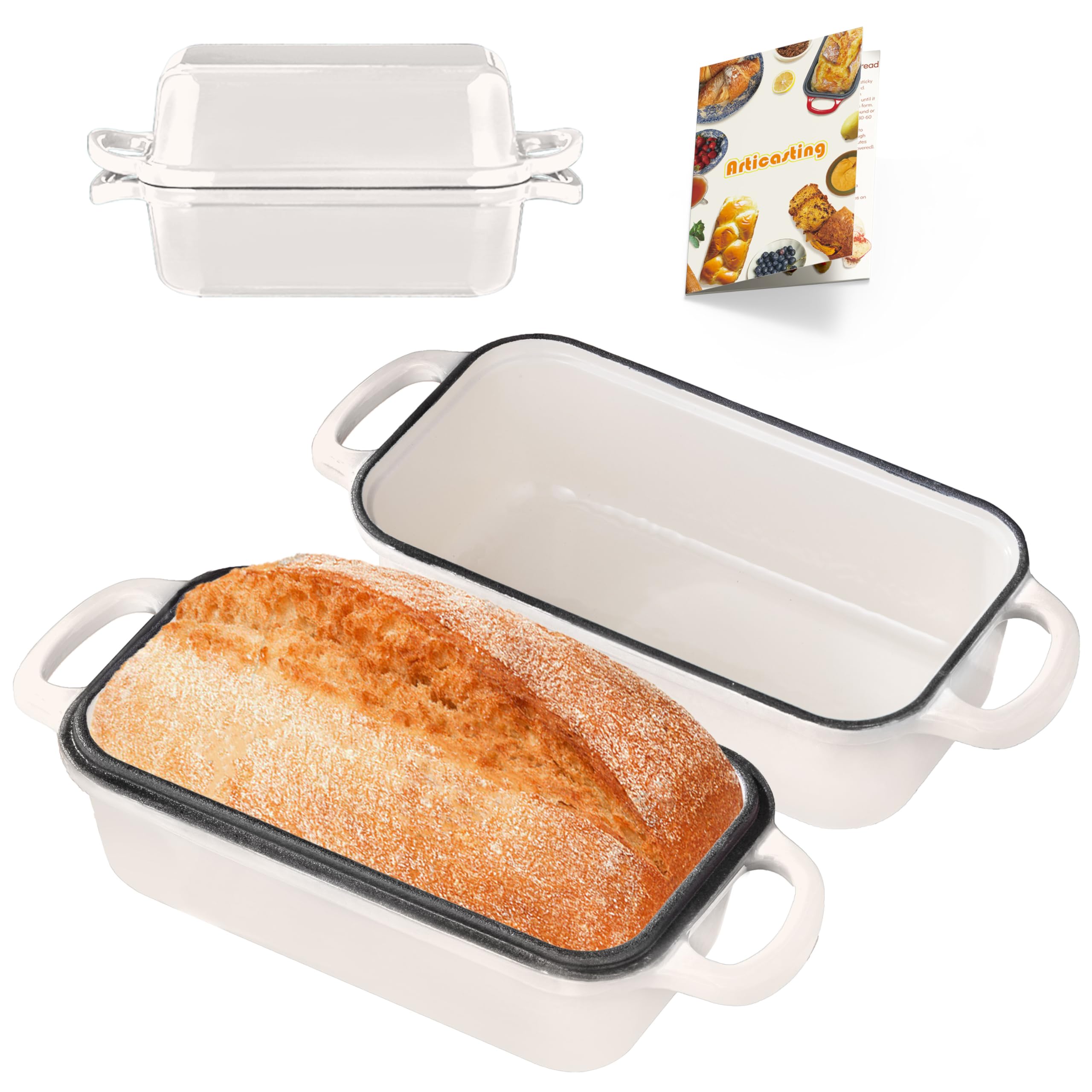 Photo 1 of ** chipped handle**
Articasting Cast Iron Bread Loaf Pan with Lid, Loaf Pans for Baking Bread 9x5, Enameled Bread Pans for Homemade Bread, Sourdough, Set of 2 (Cream White)