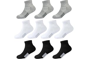 Kids Ankle Socks Boys Cushioned Athletic Crew Socks Girls Cotton Quarter Socks Children Youth Women 10 Pairs