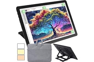 Phylosal Rechargeable A4 Light Pad with Built-in Stand & Bag, Magnetic Tracing Light Box for Drawing, Diamond Art Light Board with Side Button, Super Bright Light Table for Diamond Painting, Sketching