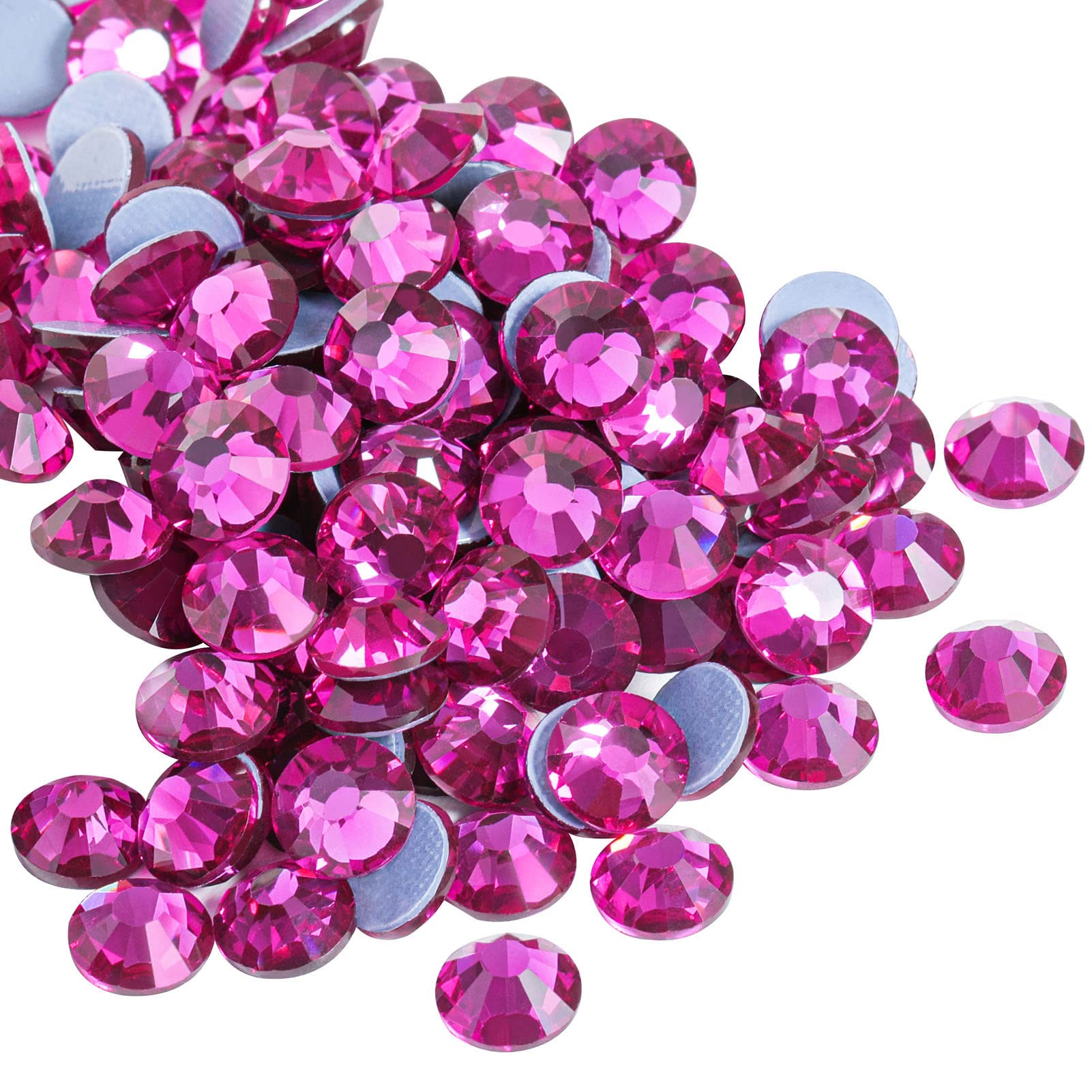 Beadsland Hotfix Rhinestones, 288pcs Flatback Crystal Rhinestones for Crafts Clothes DIY Decoration, Fuchsia, SS30, 6.3-6.5mm — image 1