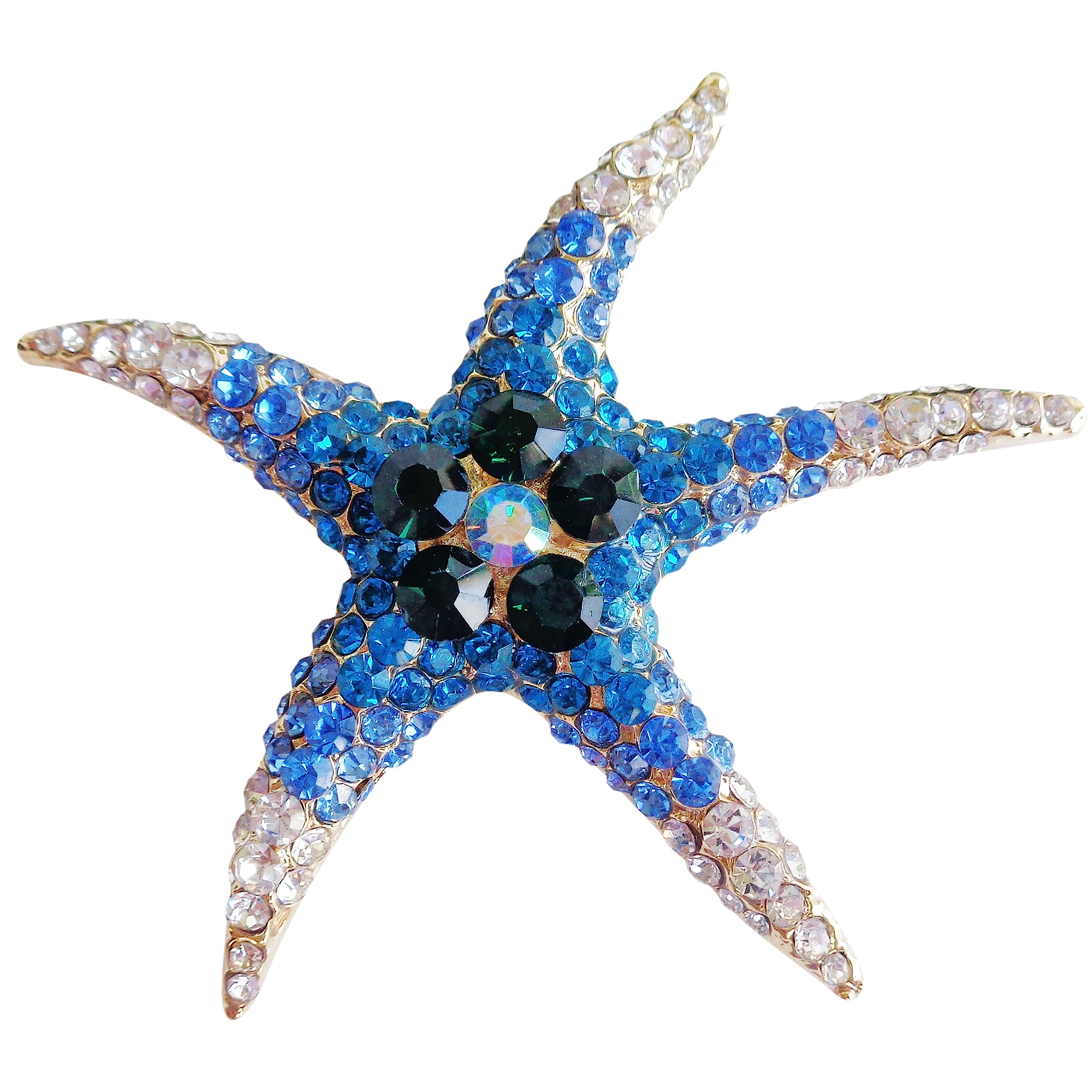 Navachi 18k Gold Plated Blue Crystal Starfish Sea Star Az7017b Brooch Pins